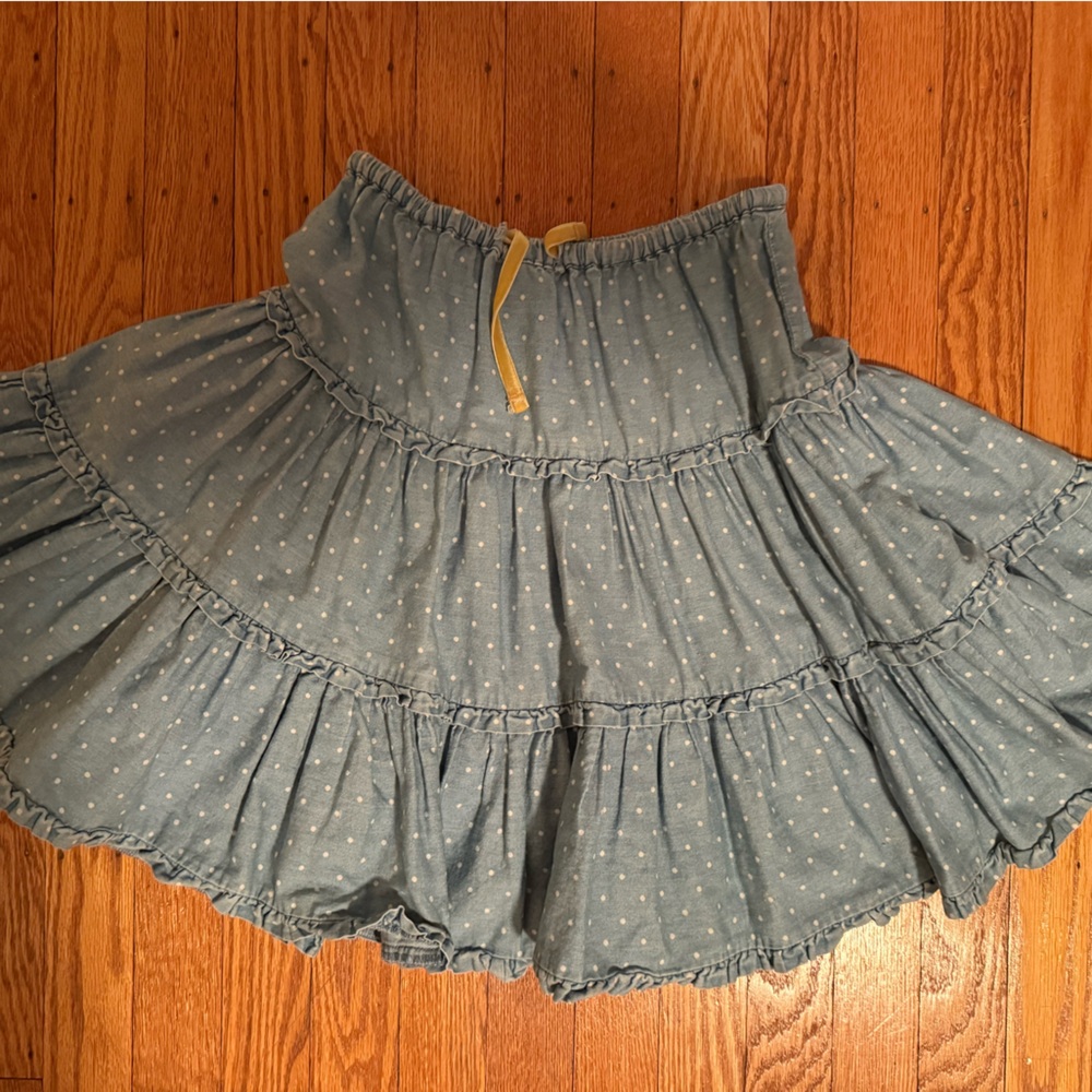 Mini Boden Light Blue Skirt with White Dots